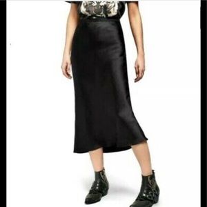 Rachel Zoe Pull On Satin Slip Midi Skirt NEW